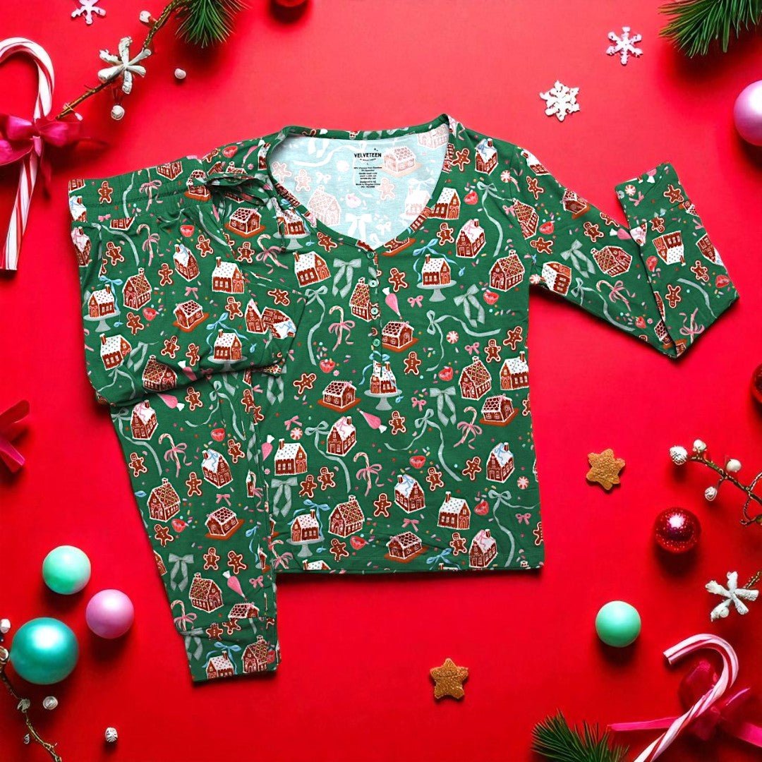 Gingerbread Sweetscape | Women's Modal Pajama Set - Bunny Knots