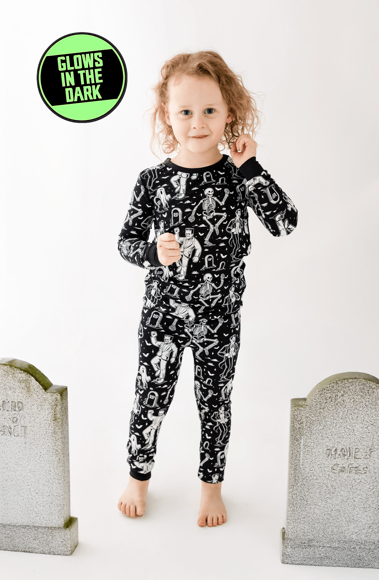 Ghoulish Grooves GLOW - IN - THE - DARK | 2 - Piece Pajama Lounge Set - Bunny Knots