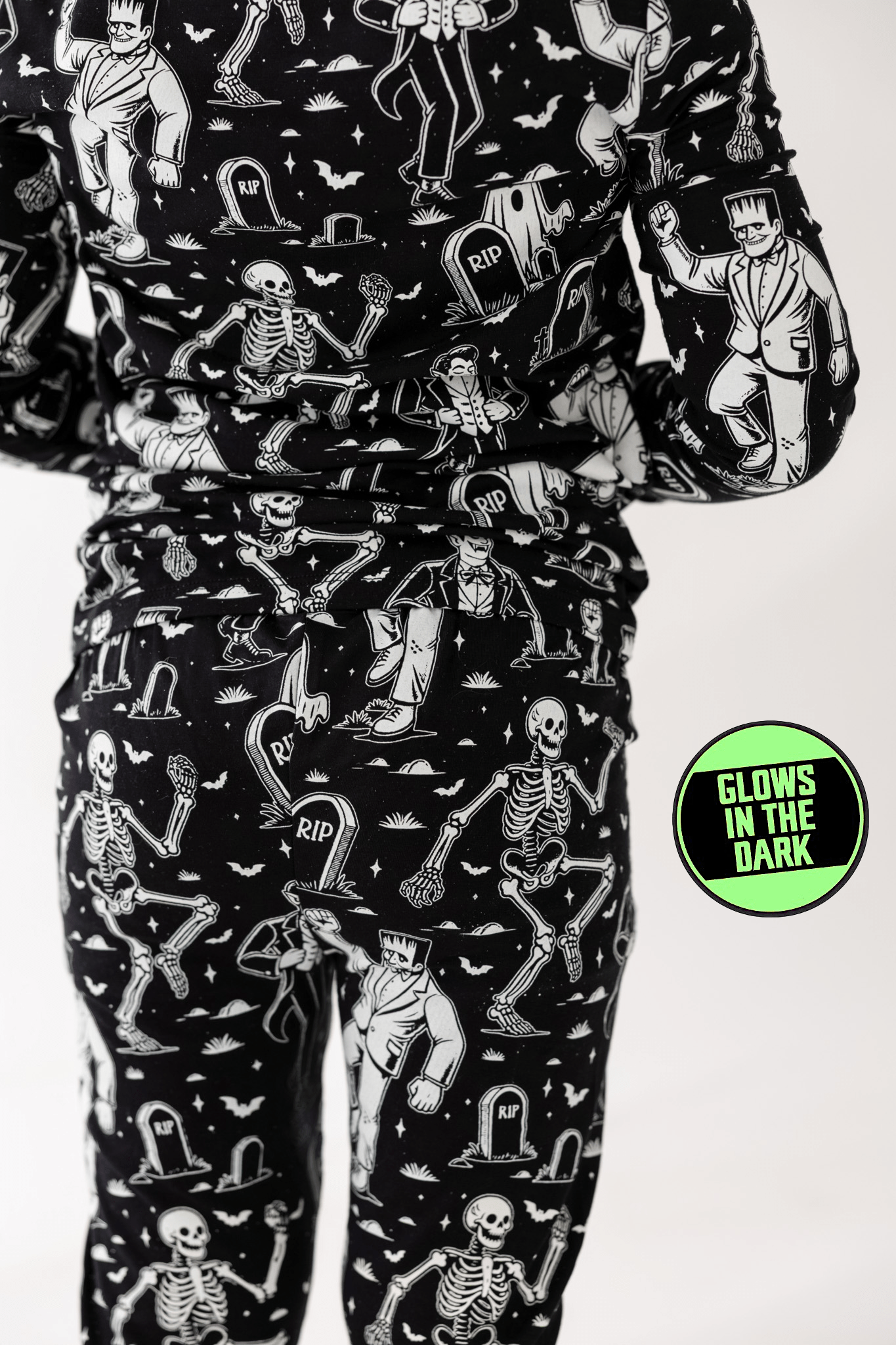 Ghoulish Grooves GLOW - IN - THE - DARK | 2 - Piece Pajama Lounge Set - Bunny Knots