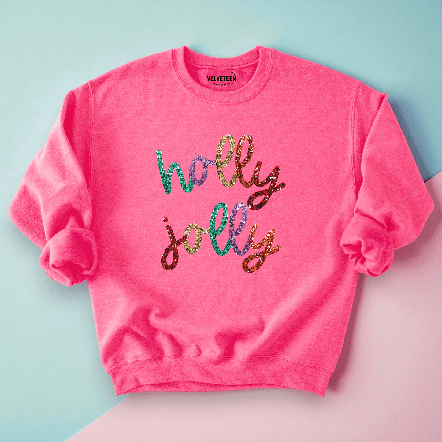 Holly Jolly (Glitter Print) Crewneck Sweatshirt - Bunny Knots