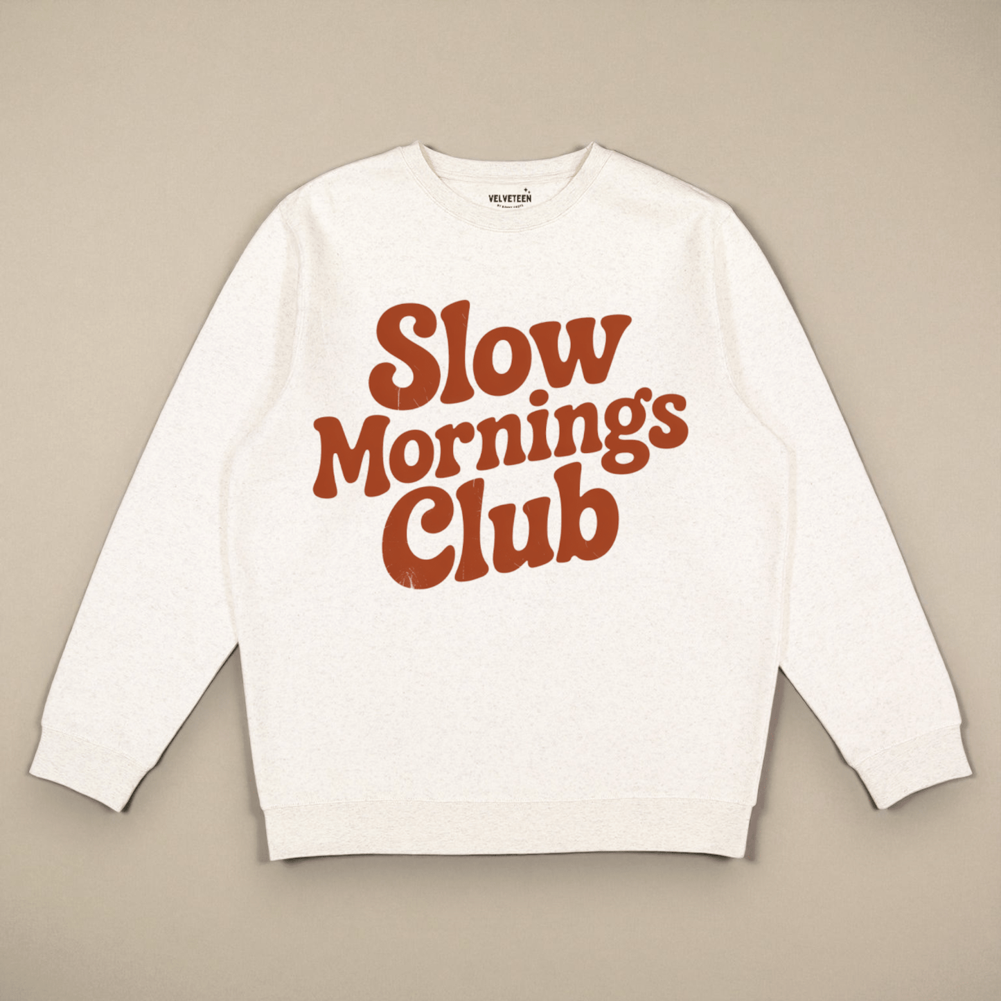 Slow Mornings Club (Natural) Crewneck Sweatshirt - Bunny Knots