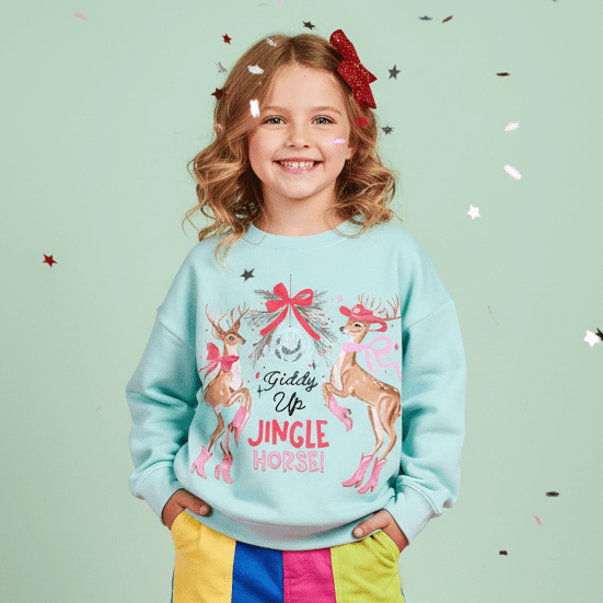 Giddy Up Jingle Horse Crewneck Sweatshirt - Bunny Knots
