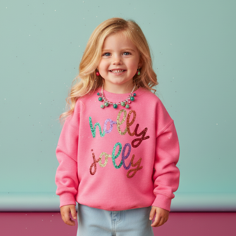 Holly Jolly (Glitter Print) Crewneck Sweatshirt