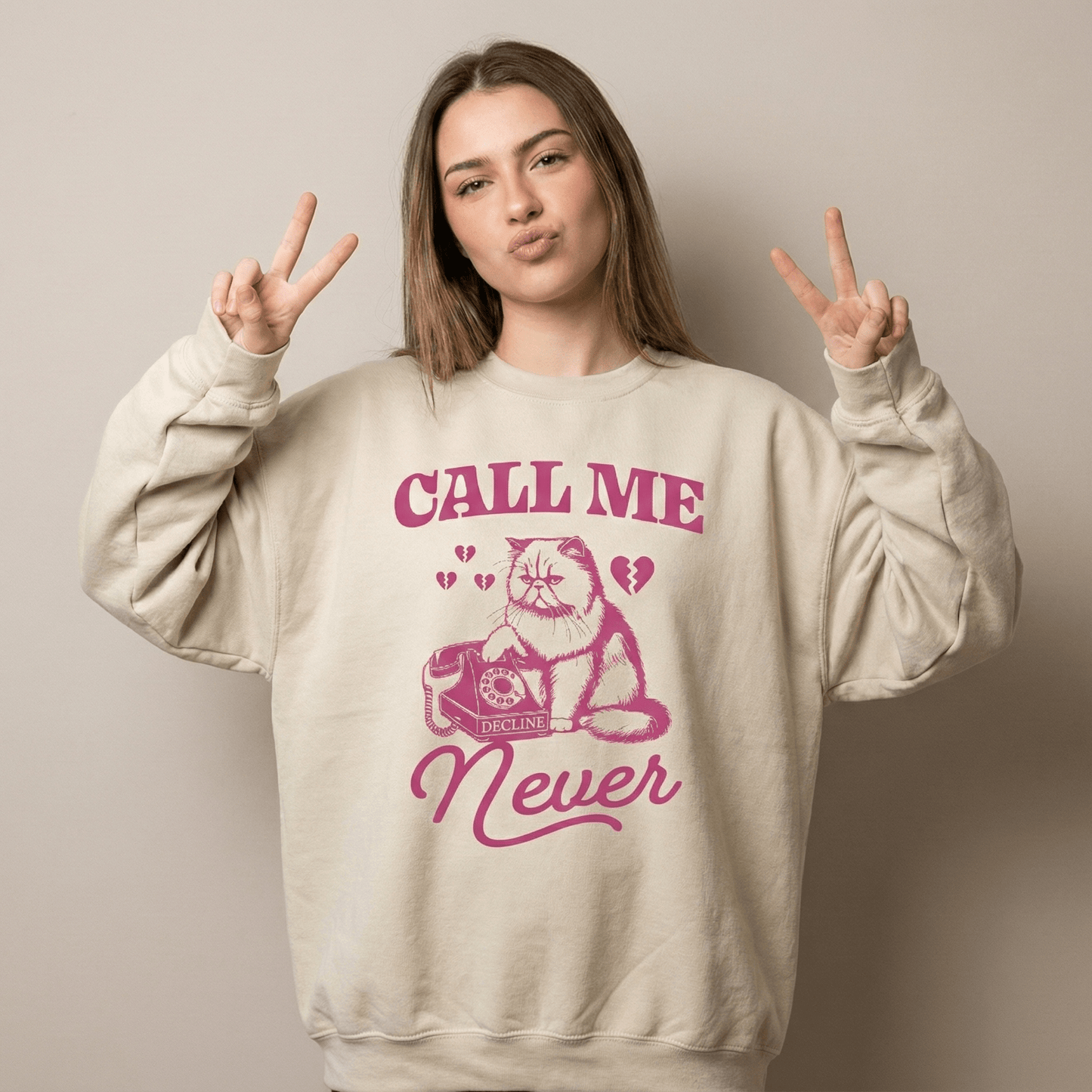 Call Me Never Crewneck Sweatshirt - Bunny Knots