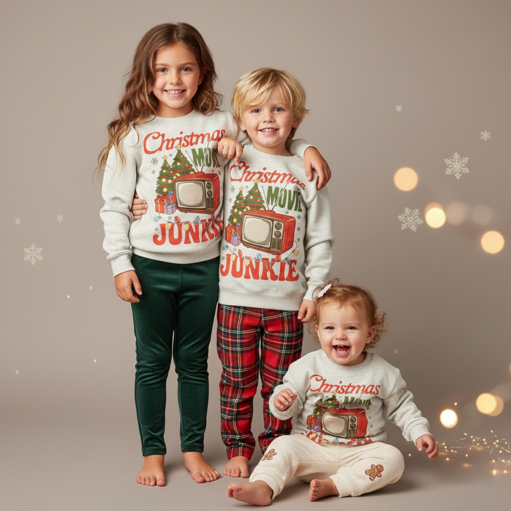 Christmas Movie Junkie Crewneck Sweatshirt