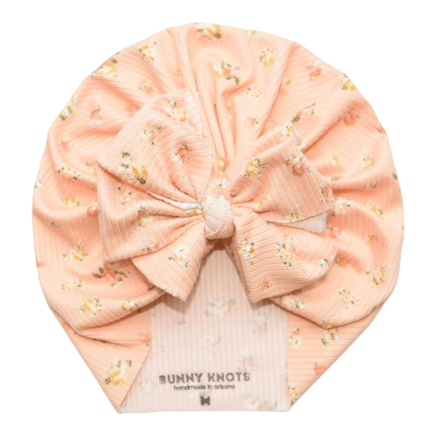 Monticello | Bermuda Peach Floral | Brushed Rib Headwrap - Bunny Knots