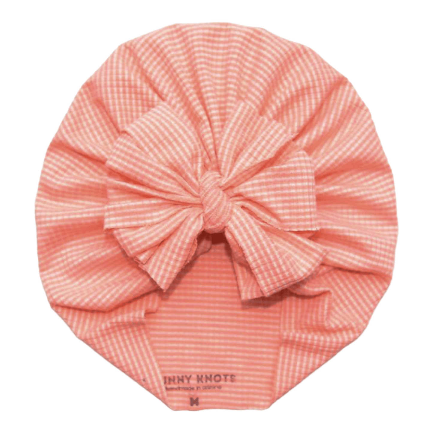 Reef | Coral & White Stripe | Waffle Rib Headwrap - Bunny Knots