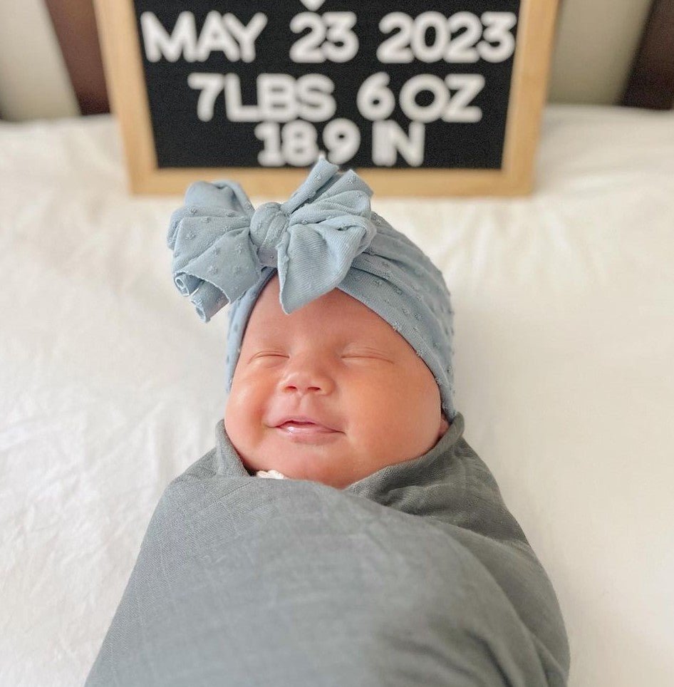 Odelette | Blue Bay | Shabby Swiss Dot Headwrap - Bunny Knots