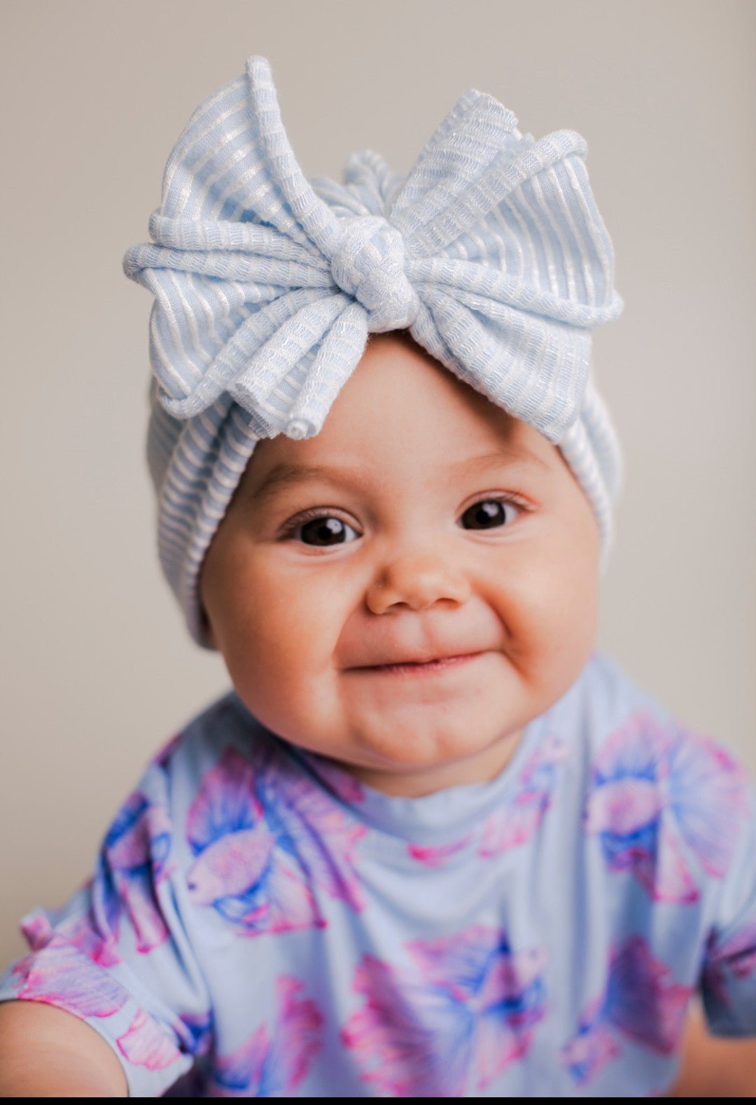 Marilee | Baby Blue & White Stripe | Buttery Seersucker Headwrap - Bunny Knots