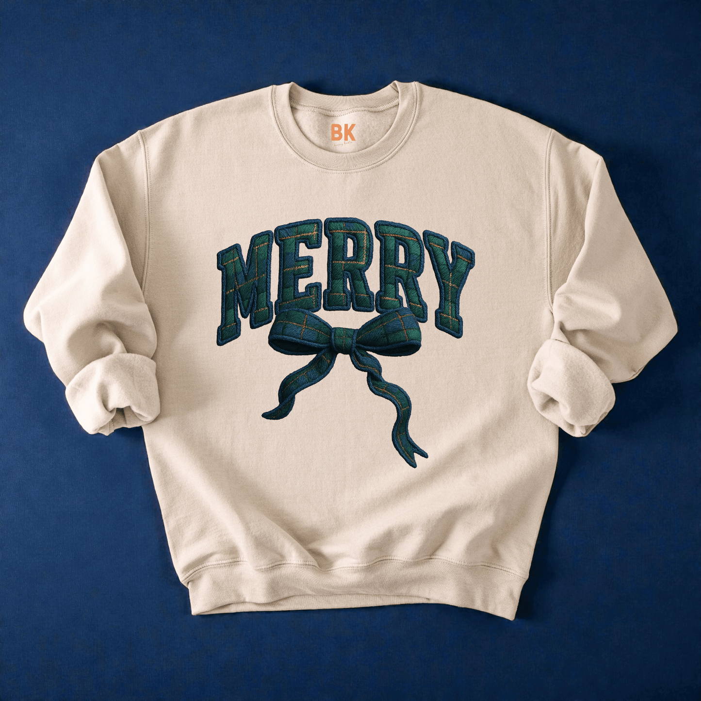 Preppy Merry (Natural) Crewneck Sweatshirt - Bunny Knots