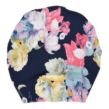 Load image into Gallery viewer, Bonny | Navy &amp; Bright Pastel Floral | Knotted Headwrap
