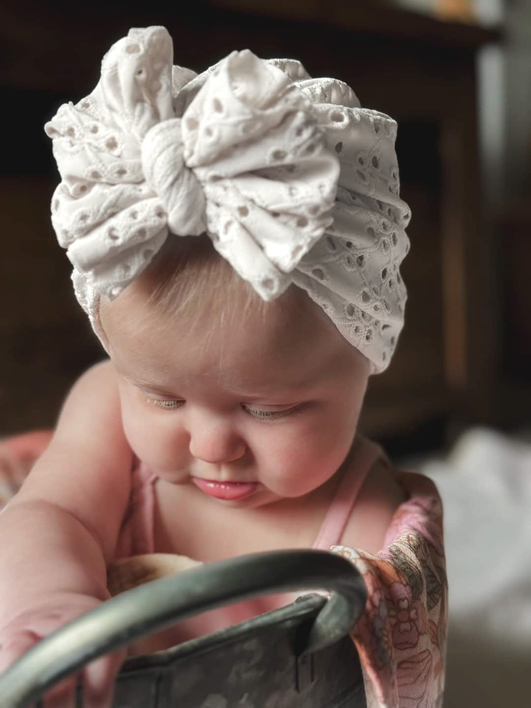 Brinsley | Purely White | Eyelet Headwrap - Bunny Knots