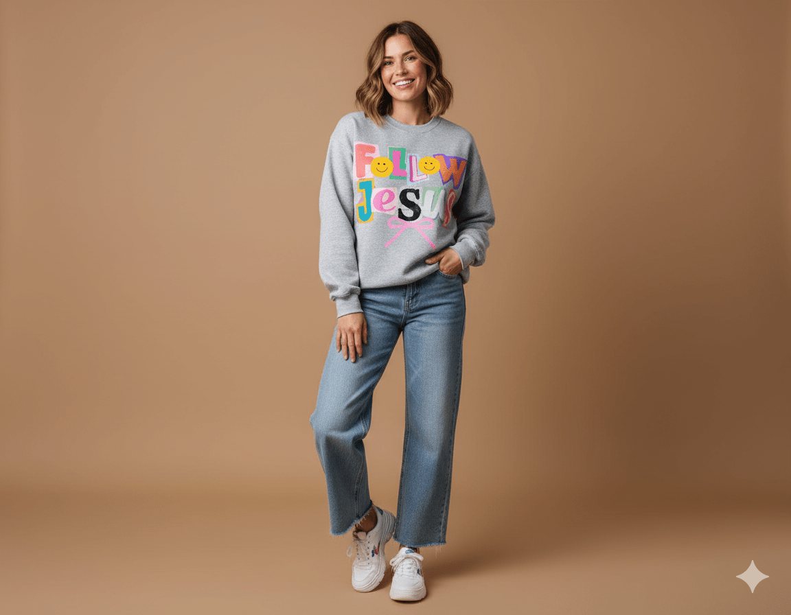 Follow Jesus Crewneck Sweatshirt - Bunny Knots