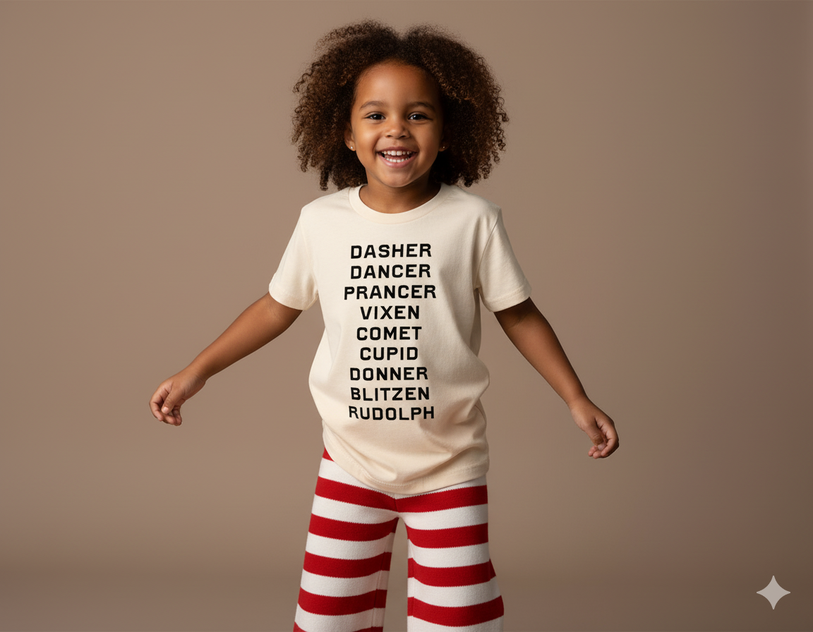 Reindeer Names (Natural) T-Shirt