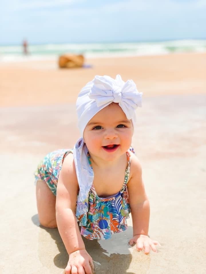 Genevieve | Cloud White | Swim Headwrap - Bunny Knots