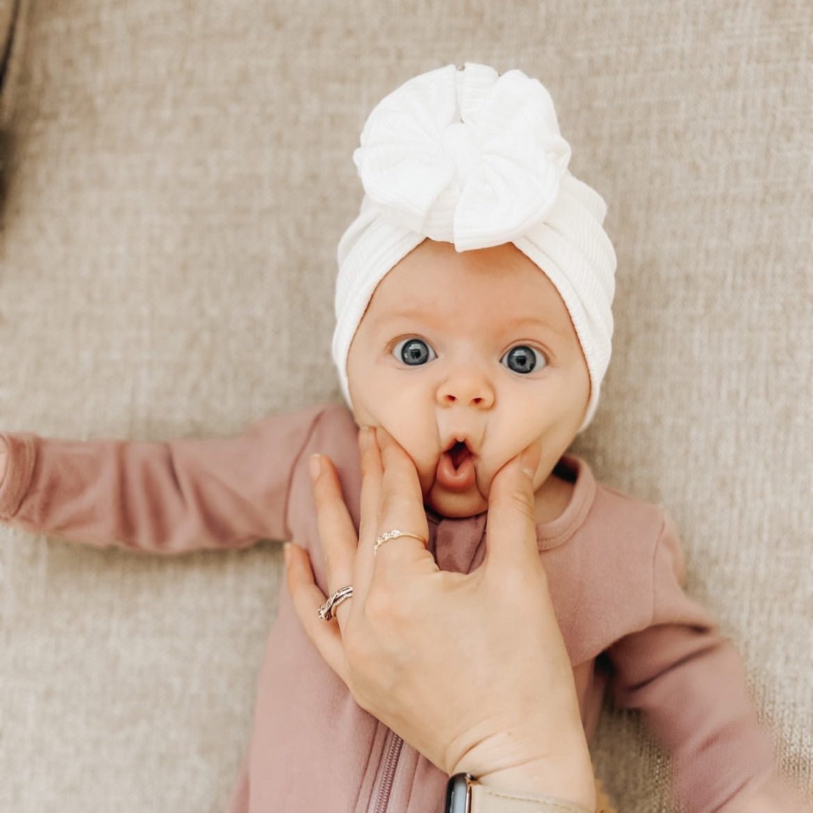 James | Cloud White | Brushed Rib Headwrap - Bunny Knots