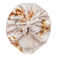 Load image into Gallery viewer, Beauty Berry | Frozen Taupe Floral | Crushed Velvet Headwrap
