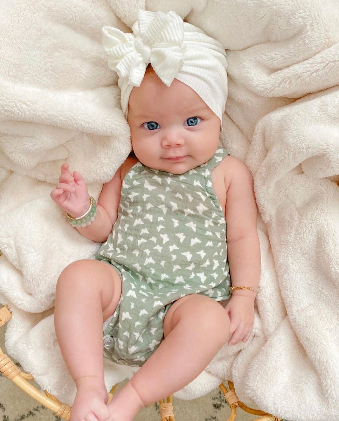 James | Cloud White | Brushed Rib Headwrap - Bunny Knots