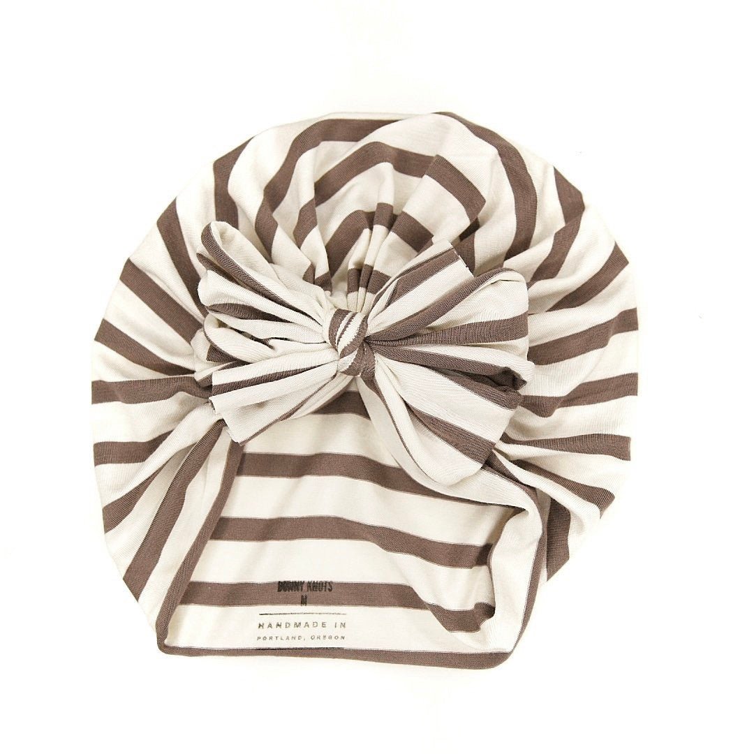 Starling | Taupe Stripe | Modal Headwrap - Bunny Knots
