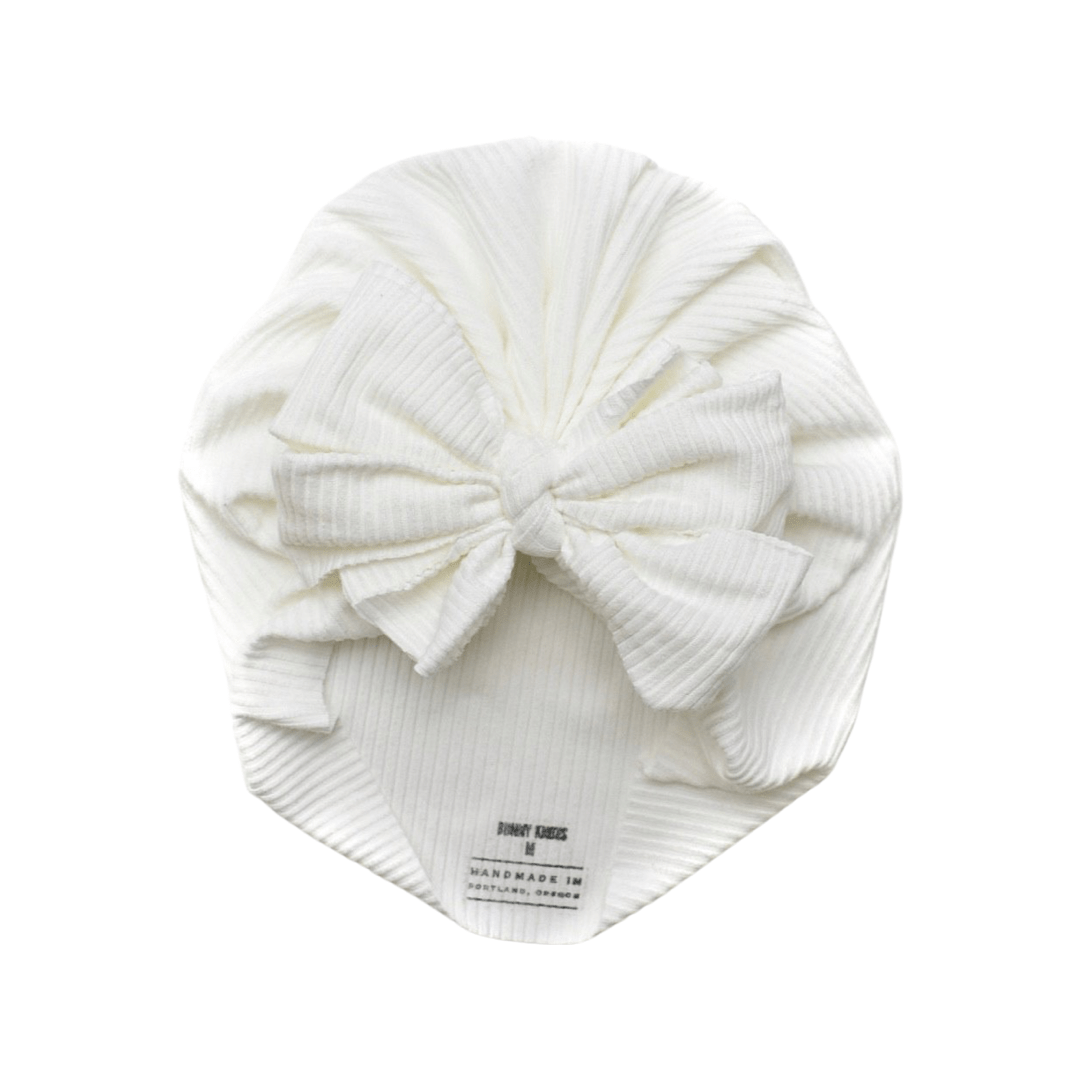 James | Cloud White | Brushed Rib Headwrap - Bunny Knots