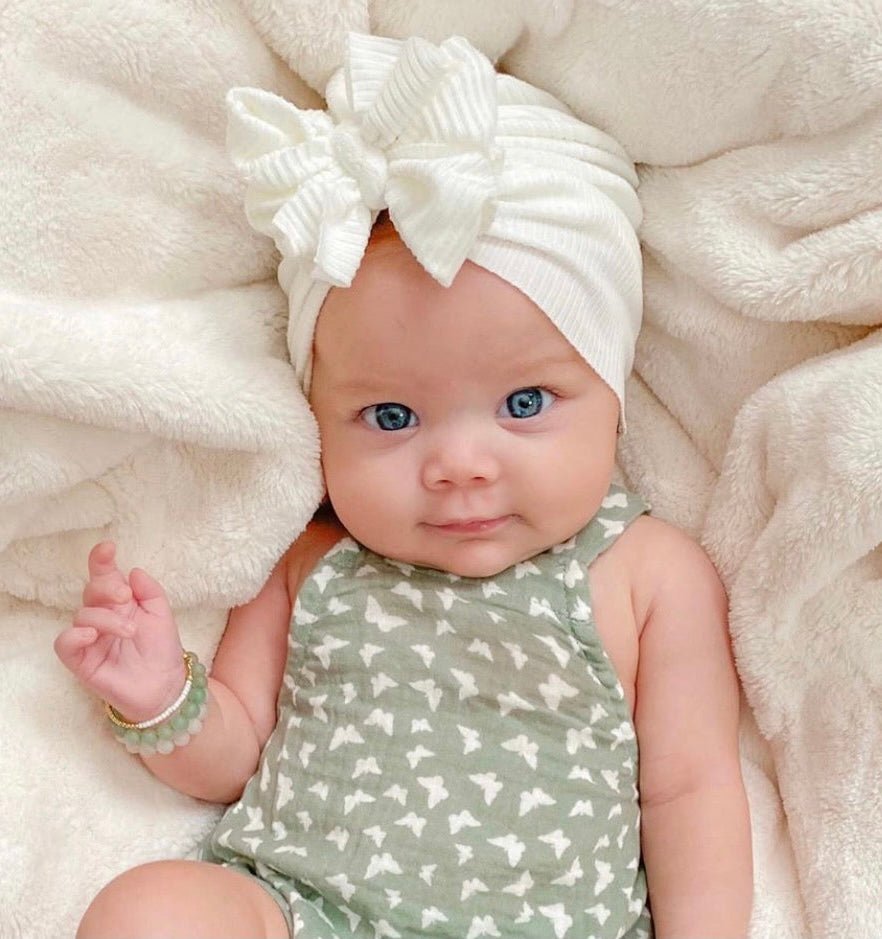 James | Cloud White | Brushed Rib Headwrap - Bunny Knots