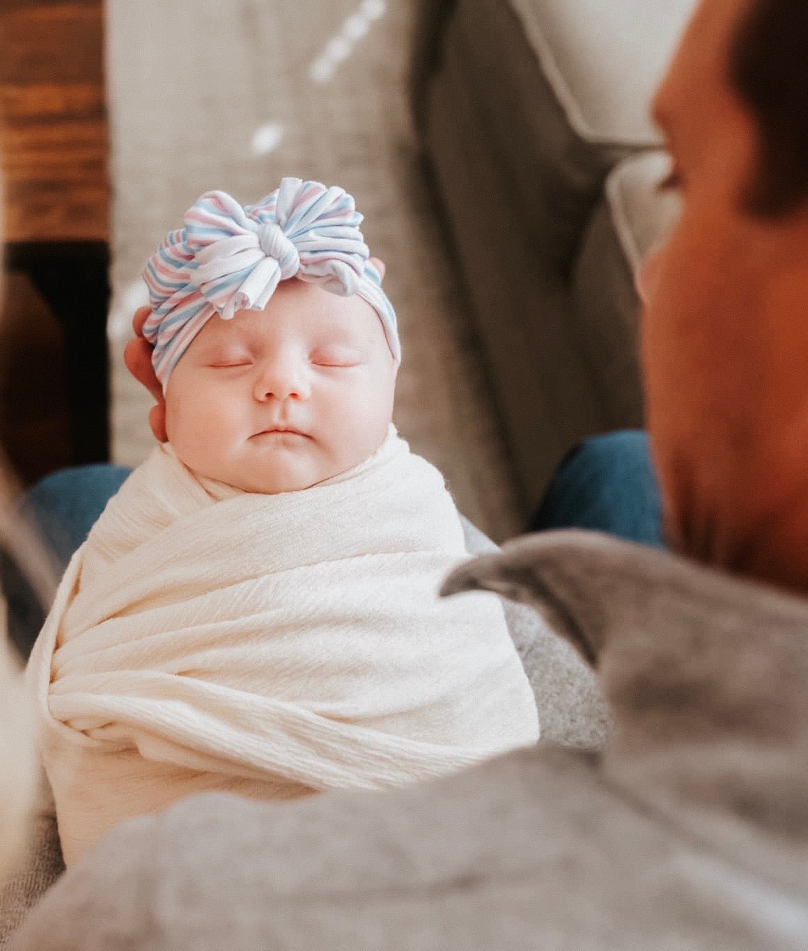 Hospital | NEW Pink & Blue Stripe | Classic Headwrap - Bunny Knots