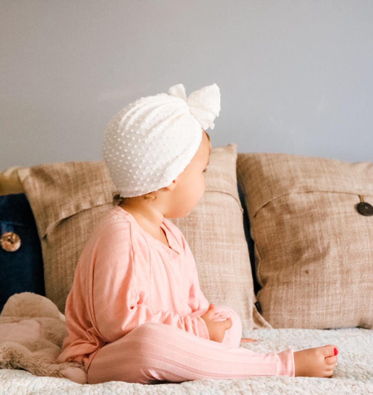 Royce | Opal White | Shabby Swiss Dot Headwrap - Bunny Knots