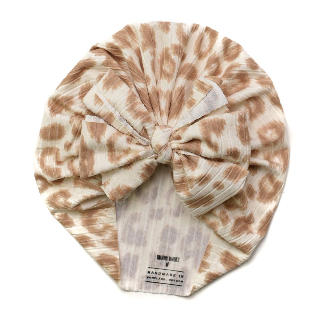 Savvy | Natural Leopard | Brushed Rib Headwrap - Bunny Knots