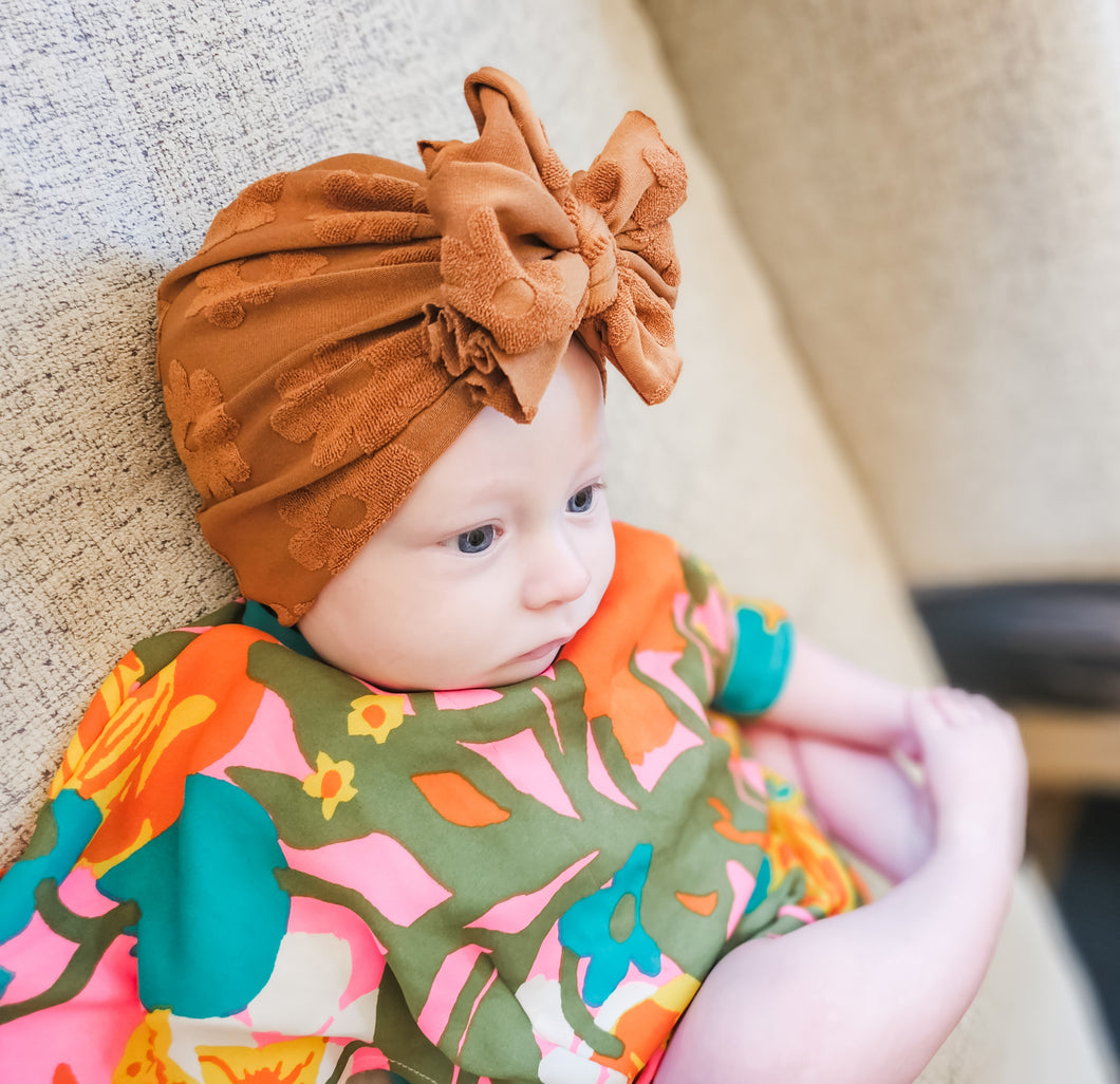 Rhodes | Nifty Camel Floral | Terry Embossed Headwrap