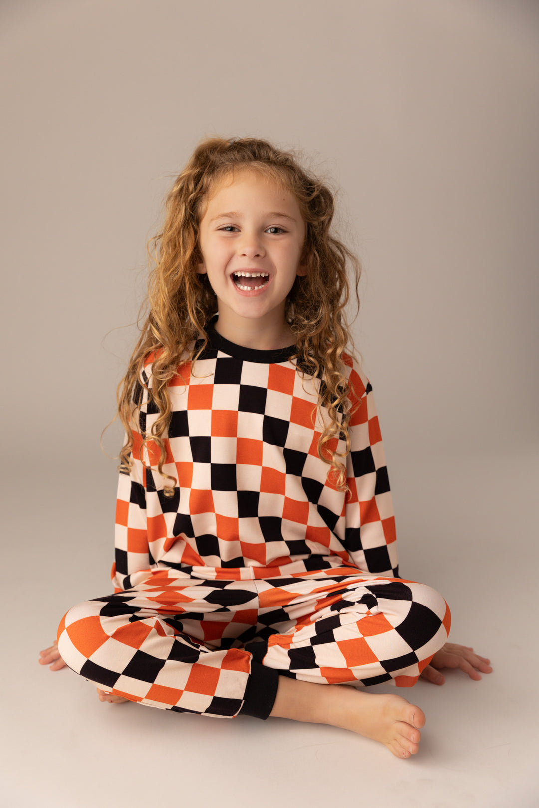 Carnival Checkers | Bamboo French Terry Jogger Set - Bunny Knots