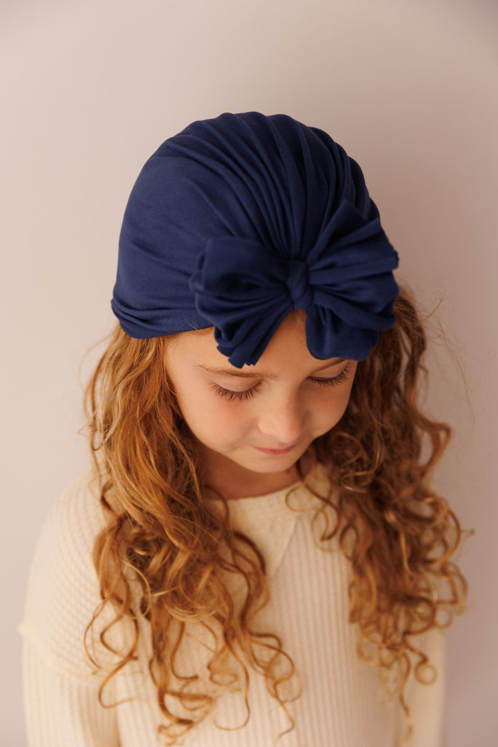 Inessa | Prussian Blue | Classic Headwrap - Bunny Knots