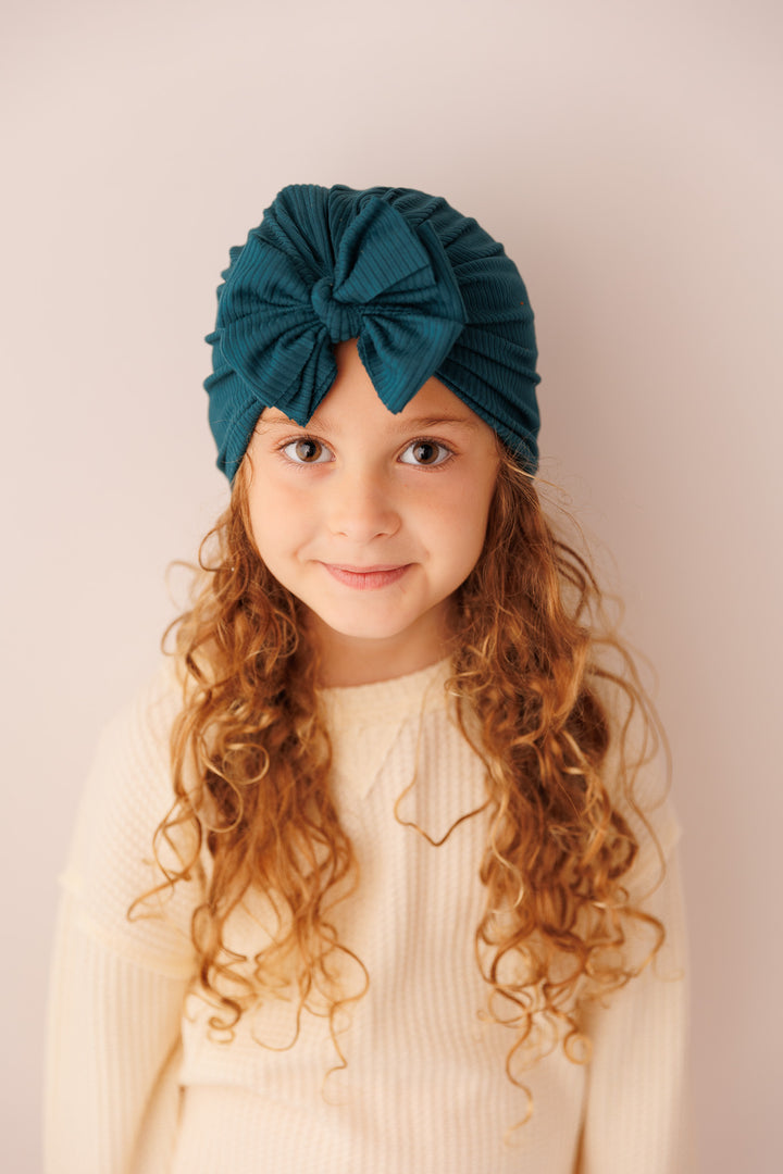 Marleigh | Victorian Teal | Brushed Rib Headwrap - Bunny Knots