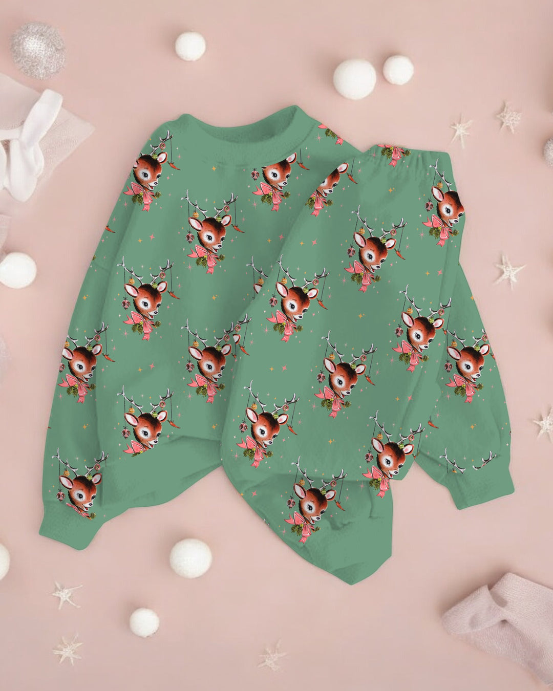 Dashing Deer | Bamboo French Terry Jogger Set - Bunny Knots