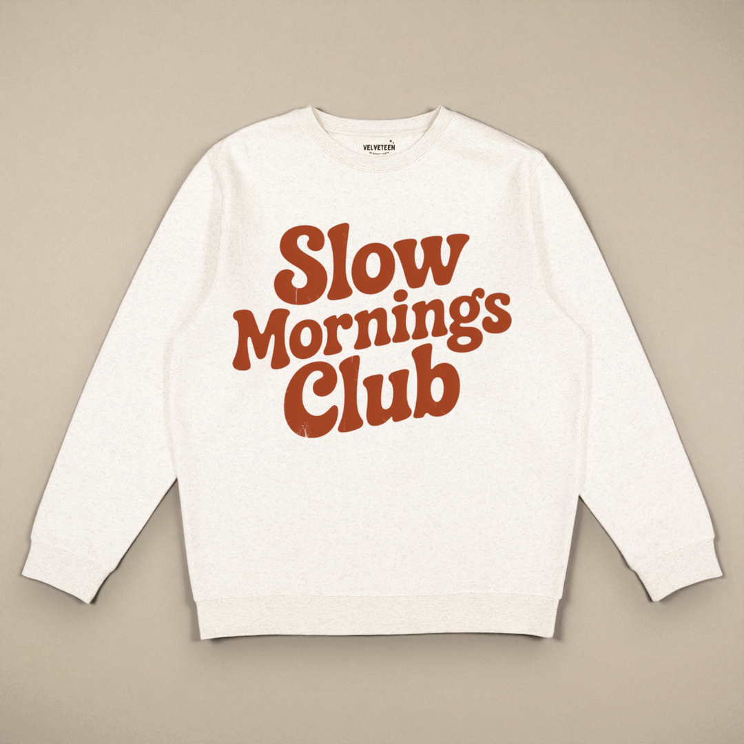 Slow Mornings Club (Natural) Crewneck Sweatshirt - Bunny Knots