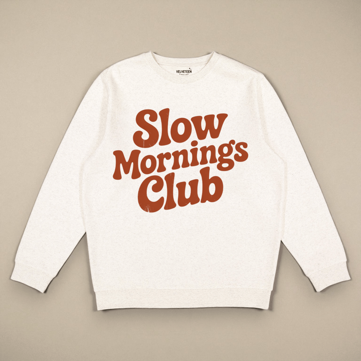 Slow Mornings Club (Natural) Crewneck Sweatshirt - Bunny Knots