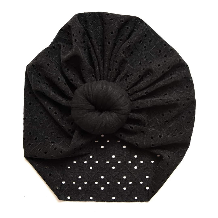 Willoughby | Black | Eyelet Headwrap - Bunny Knots