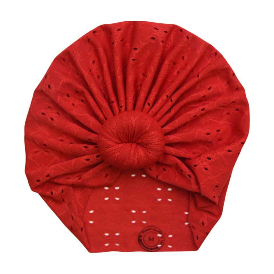 Clancy | Hot Rod Red | Eyelet Headwrap - Bunny Knots