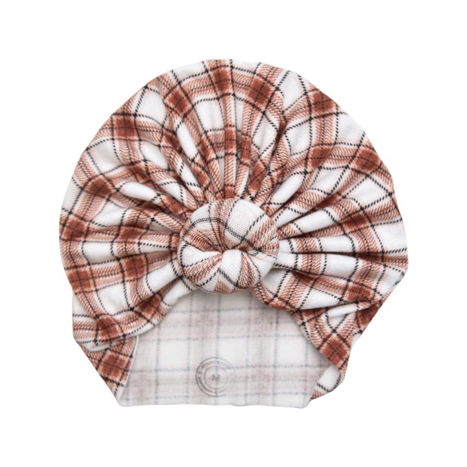 November | Mocha Plaid | Cozy Sweater Headwrap - Bunny Knots