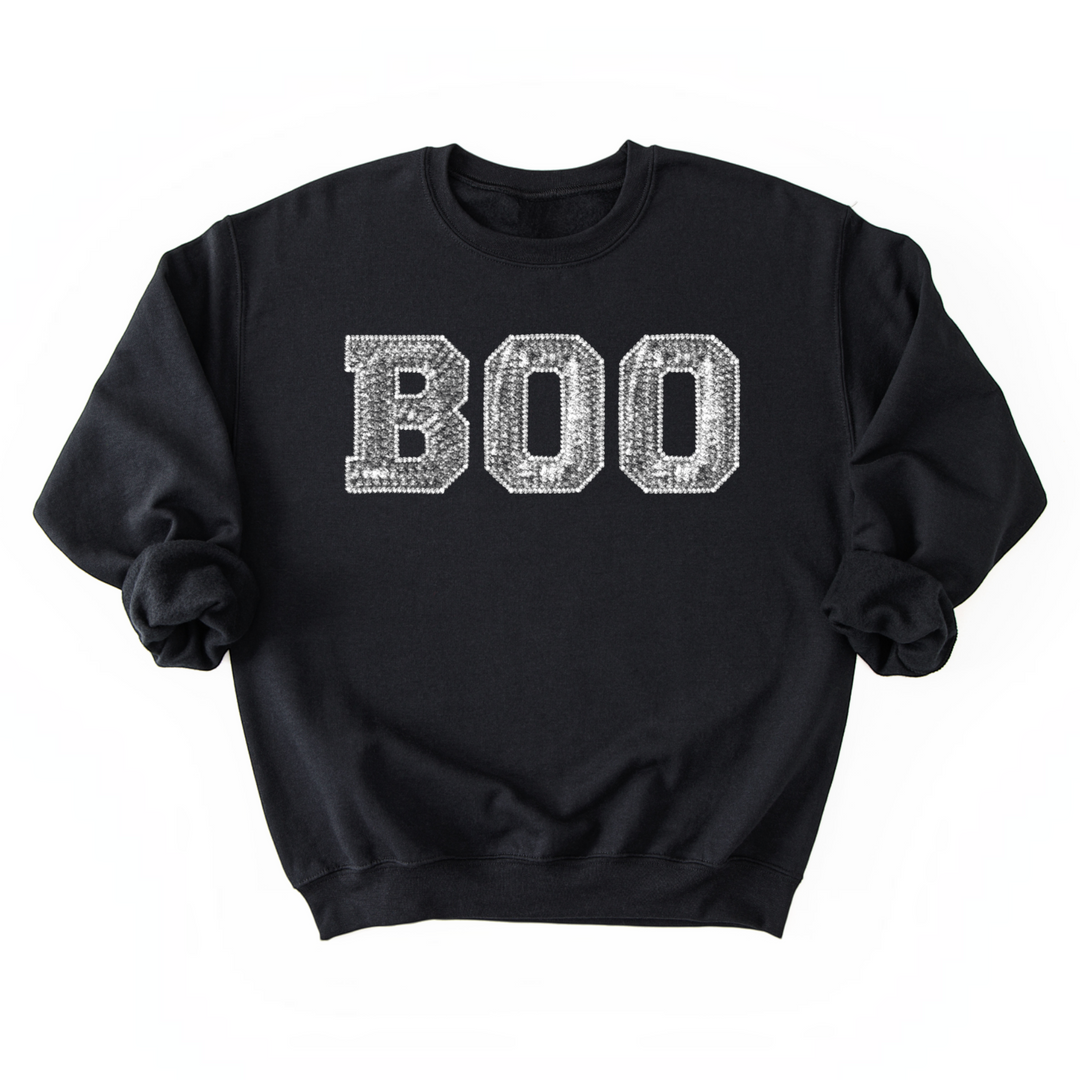 Faux Sparkle BOO Sweatshirt