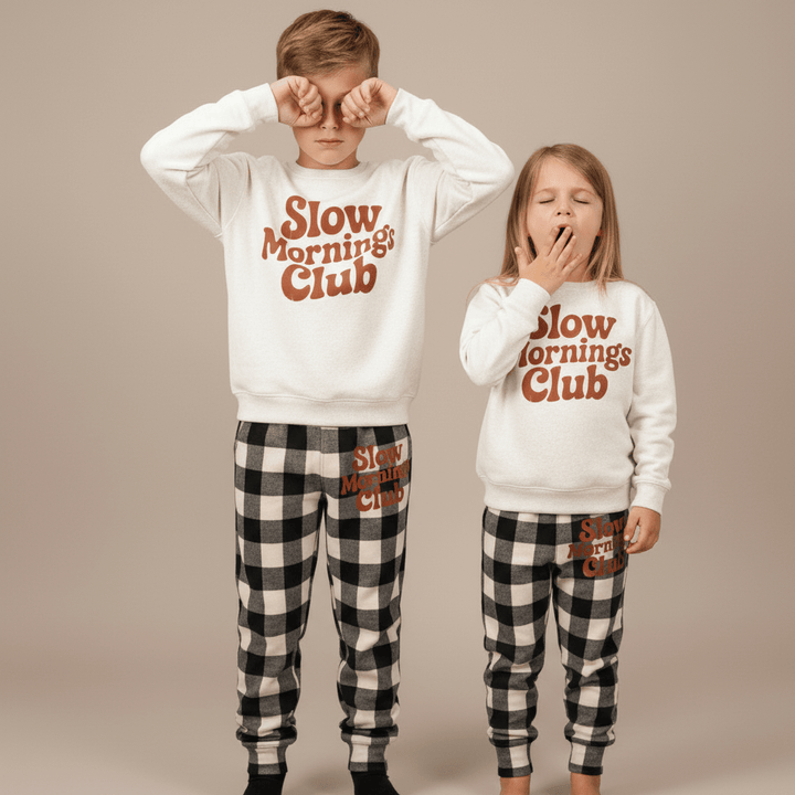 Slow Mornings Club (Natural) Crewneck Sweatshirt - Bunny Knots