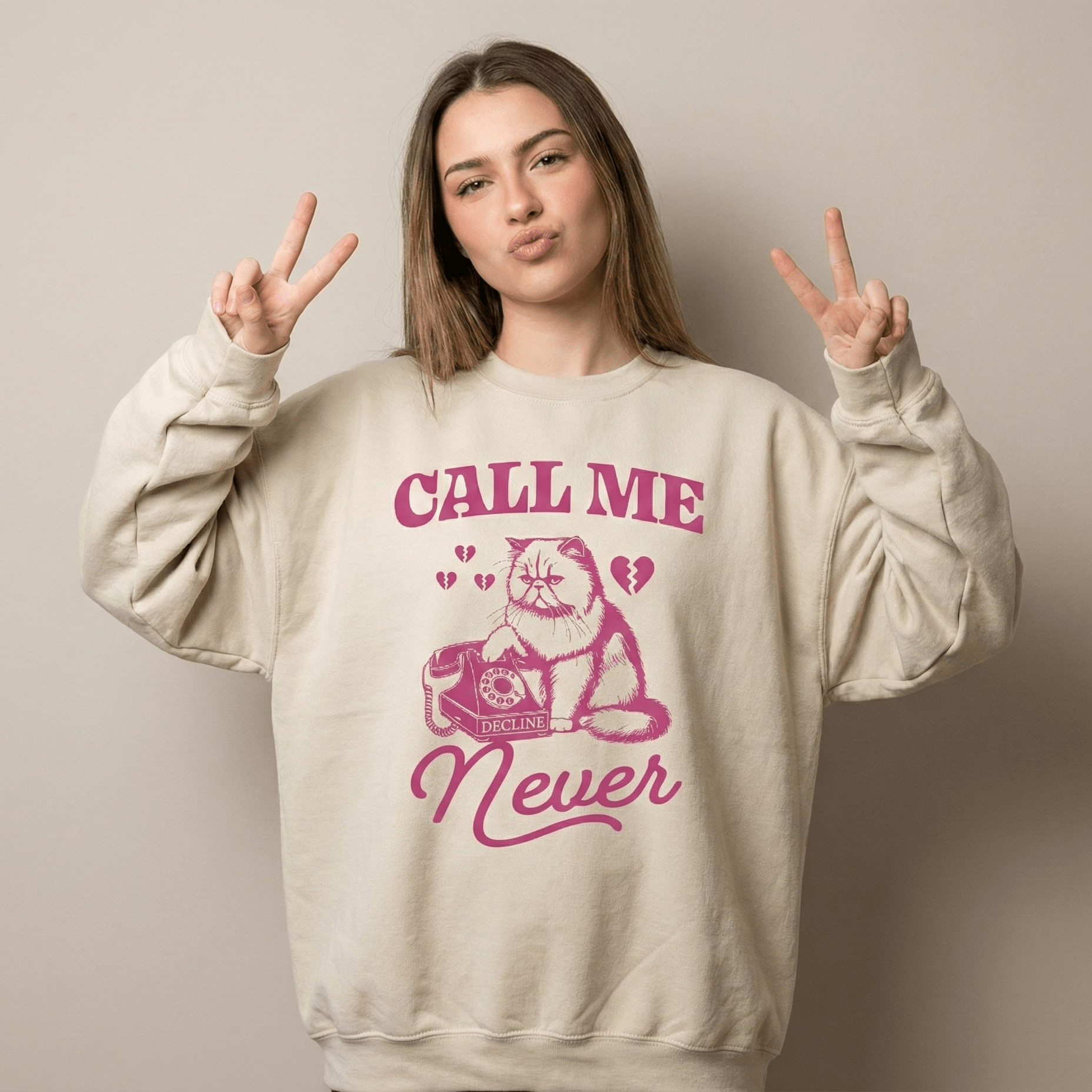 Call Me Never Crewneck Sweatshirt - Bunny Knots