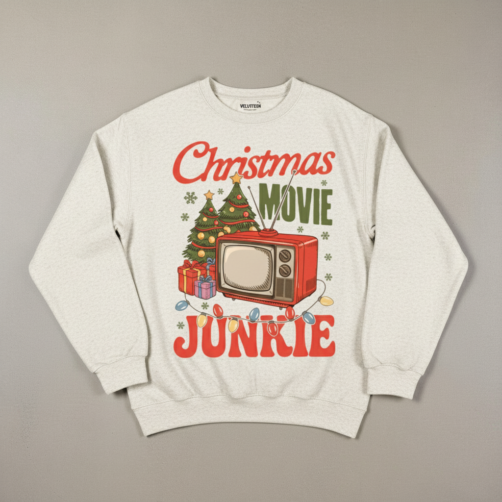 Christmas Movie Junkie Crewneck Sweatshirt