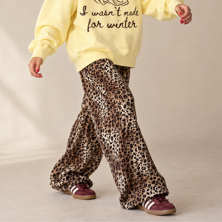 Girls Cheetah Wide Leg Pants