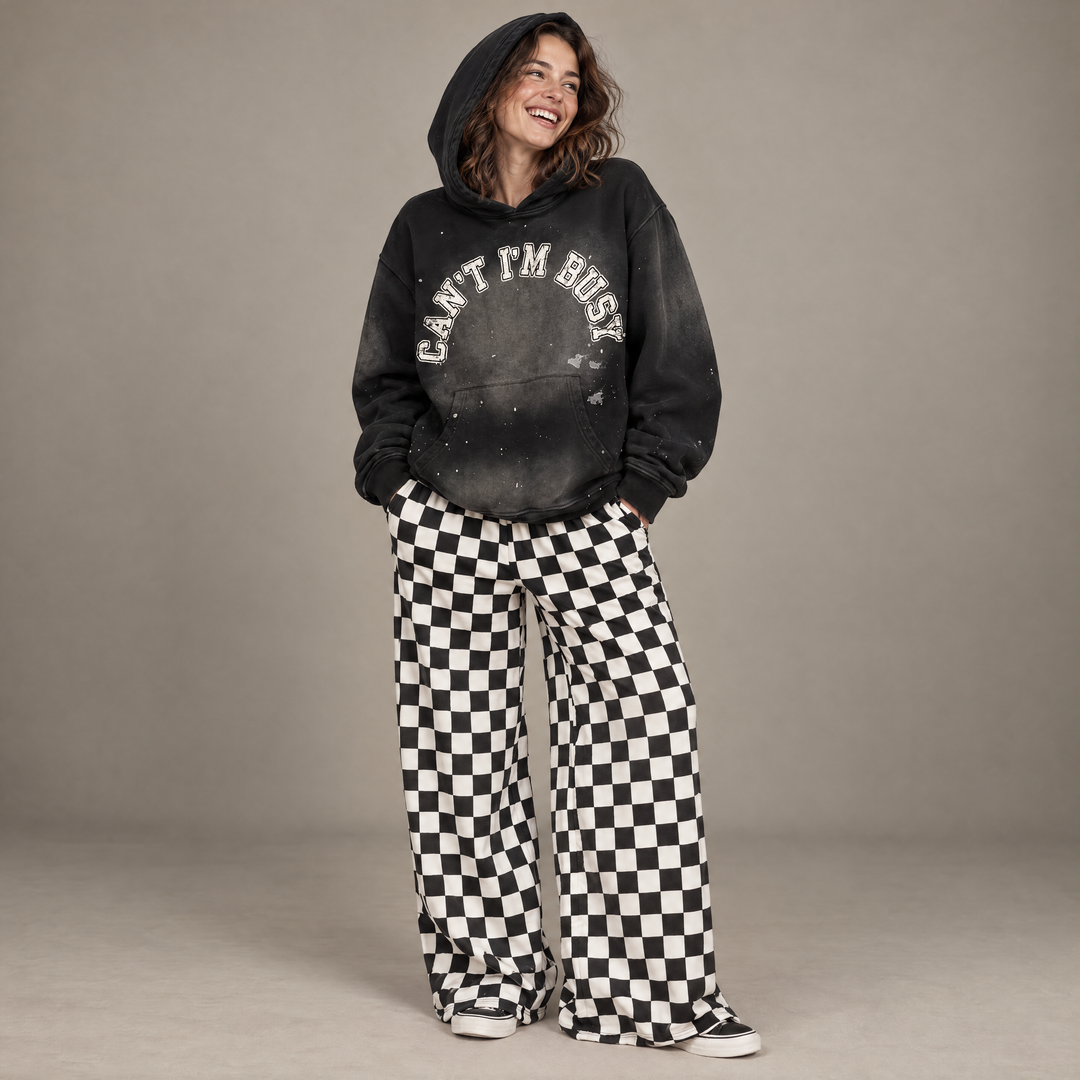 Women's Checkerboard Wide Leg Pants