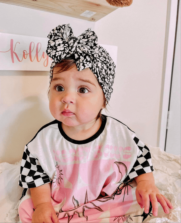 Cassady | Black & White Floral |Classic Headwrap - Bunny Knots