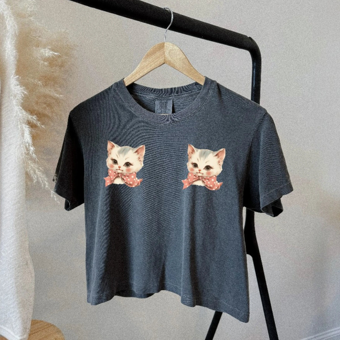 Itty Bitty Kittie Committee Boxy Crop T-Shirt