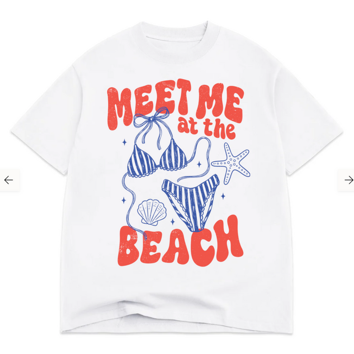 Meet Me At The Beach Luxe Oversized Drop Sleeve T-Shirt