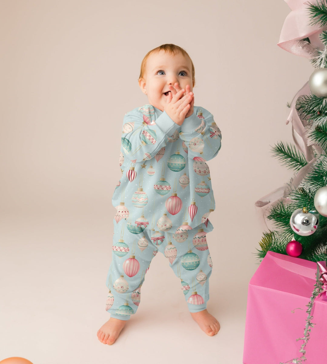 Merry Baubles | Bamboo French Terry Jogger Set - Bunny Knots