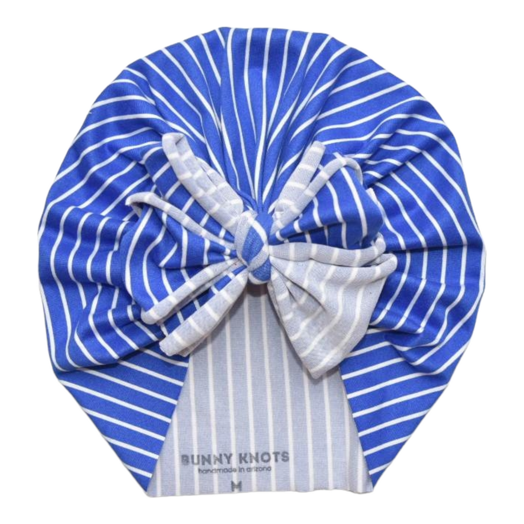 Hayes | Blue & White Stripe | Classic Headwrap