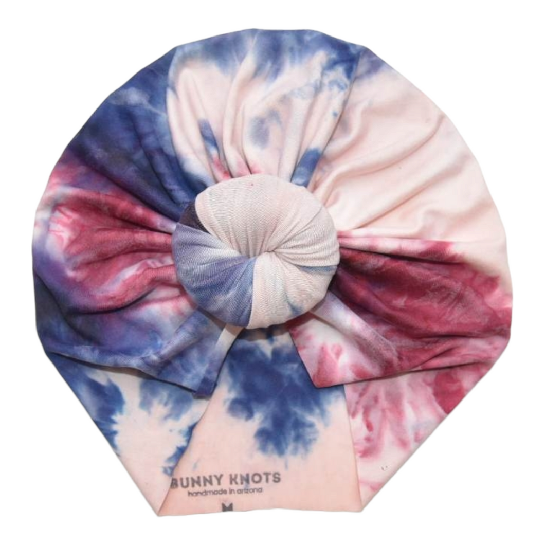 Van Buren | Muted Red, White & Blue Tie Dye | Classic Headwrap